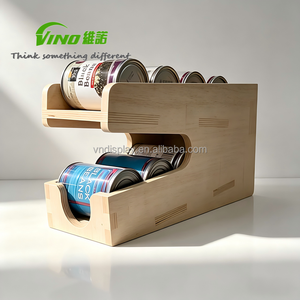 OEM Wholesale DISPLAY CUSTOM Wood Organizer <b>Stackable</b> <b>Container</b> for Soda Beverage Tin Canned <b>Food</b> Pet Snack Cans Pantry - Product Image 1