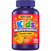 Comprimés à croquer multivitaminés pour enfants OEM ODM, saveur orange, supplément nutritionnel quotidien, marque privée, vente en gros, usine