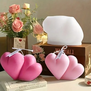 TangChu Heart-shaped Mug Aromatherapy Candle Silicone Mold DIY Double Heart-shaped Soap Mold Home Plaster Mold - Product Image 1
