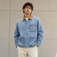 Veste de travail vintage OEM 100 % coton sergé pour homme, style français, avec poches, boutons, respirante, grande taille, pour l'automne