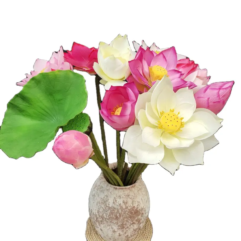 Simulierte künstliche Pu einzelne Lotusblumen Seerose Lotus knospen Lotus blatt Baldachin für Haupt dekoration