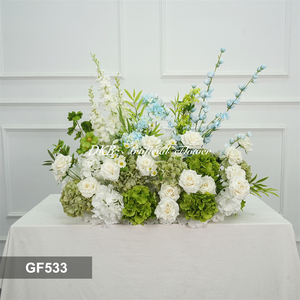 DKB High Quality <b>Artificial</b> Wedding <b>Flowers</b> Decor Handmade White Green Rose Aisle Runner Real Touch Mother's Day Graduation - Product Image 2