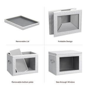 Cubes de rangement en tissu, boîtes de rangement décoratives, paniers, organiseurs de placard, bacs de rangement avec couvercles pour la maison et le bureau - Product Image 3