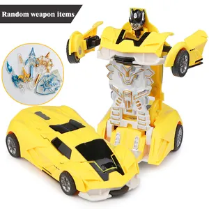 Çocuk oyuncak tek anahtar deformasyon oyuncak arabalar otomatik dönüştürme Robot plastik Model araba oyuncak