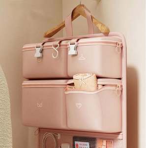 Multi-functional <b>Compartment</b> Hanging Clothes Organizer Foldable Pink Packing Cubes for Travel - Product Image 4
