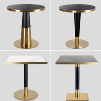 Ekintop Table de bar design moderne nordique pour boîte de nuit, blanche, cadre en métal, café, cocktail, rond, doré, marbre