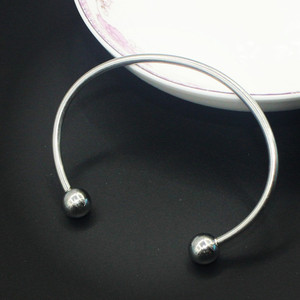 Pulsera Abierta en Forma de C de Acero Inoxidable con Extremos de Bola, Diseño Simple, Joyería de Moda - Product Image 4
