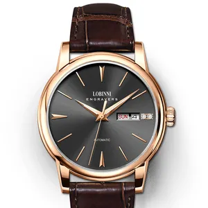 Lobinni לוח שנה שעון חיוג זוהר ידיים myota תנועה קלאסי איש עסקים אוטומטי שעון תאריך