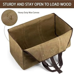 Sac de transport pour bois de chauffage en toile BSCI avec sac de transport pour bûches de cheminée robuste personnalisé pour le camping en plein air - Product Image 2