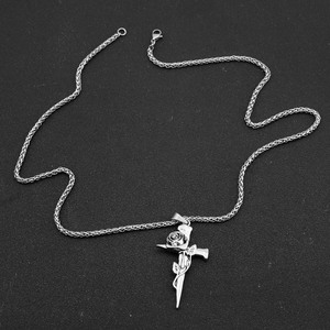 2026 New Simple Niche Design Rose Cross Pendant Necklace Fashion Light Luxury Silver Plated Unisex's Necklaces Wholesale Jewelry - Product Image 4