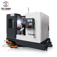Centre d'usinage CNC robuste TCK50Y avec fonctions de fraisage, perçage et tournage, moteur GSK Fanuc, outils motorisés horizontaux, alimentation 220V, banc incliné