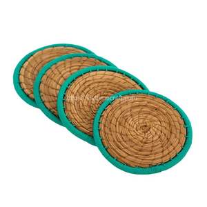 Vente chaude ensemble vert de quatre sous-verres en jonc de mer artisanat en gros Vietnam - Product Image 5