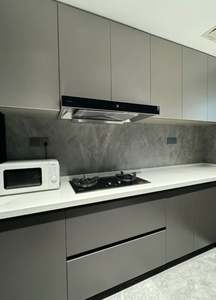 Meubles de cuisine en bois massif gris, style minimaliste italien, vente chaude, certification de qualité personnalisée pour toute la maison, livraison gratuite - Product Image 6