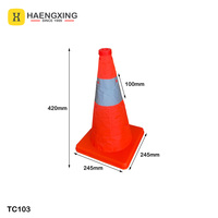 Cône de signalisation routière pliable, léger, réfléchissant, orange vif, sans éclairage inférieur, 420 mm