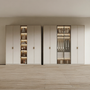 <span class=keywords><strong>Armadio</strong></span> Moderno Intelligente Personalizzato con Ante in Vetro, Scaffalature Aperte, Vetrina Espositiva e Cassettiera Contenitore - Product Image 3