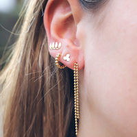 Boucles d'oreilles pendantes ROXI simples en argent sterling S925 avec chaîne à longues pampilles et clous en or 18 carats