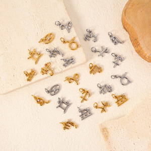 Dije de <span class=keywords><strong>Signo</strong></span> Zodiacal de Circonita Cúbica, Joyería DIY de Alta Calidad, Acero Inoxidable Dorado, <span class=keywords><strong>Signo</strong></span> Zodiacal Constelatorio - Product Image 3