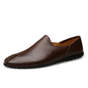 Nouvelles Chaussures Mocassins en Cuir Véritable Première Couche à Bout Rond, Semelle en Caoutchouc, Chaussures de Conduite Décontractées Toutes Saisons, Chaussures Paresseuses à Enfiler - Product Image 2