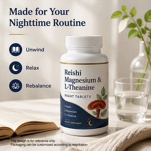 Compresse Notturne di Funghi Reishi con Magnesio <span class=keywords><strong>e</strong></span> L-Teanina per un Sonno Riposante, Benessere per Uomini <span class=keywords><strong>e</strong></span> Donne - Product Image 1