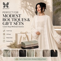 Ensemble cadeau de robes Abaya musulmanes en gros avec dentelle, vêtements islamiques modestes pour femmes de Dubaï, robes Kaftan personnalisables avec logo