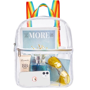 Hot Selling Cute Mini Transparent PVC <b>Clear</b> Bag Multi-Color Letter Pattern <b>Backpack</b> with Zipper Closure Internal Frame - Product Image 2