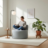 Fauteuil d'appoint en tissu compressé, design sans accoudoirs, dossier coussiné, assise profonde, pour salon, chambre, villa, aucun assemblage requis