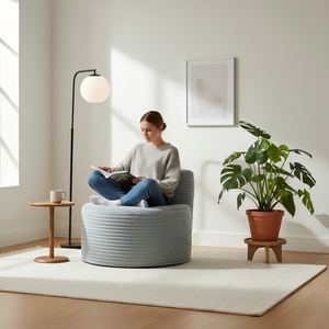 Compressed Upholstered Fabric Accent Chair Armless Design Cushion Back Deep Seat Living Room Bedroom Villa No Assembly Required - Product Image 2