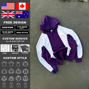 เสื้อฮู้ดดี้ผู้ชายผ้าฝ้ายแท้ 100% สีพื้น ทรงโอเวอร์ไซส์ ไหล่ตก แนวสตรีทแวร์ สำหรับฤดูใบไม้ร่วง แฟชั่นเสื้อฮู้ดดี้แบบเรียบง่าย - Product Image 2