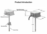 Capteur de température et d'humidité de conduit OEM haute précision, 4-20 mA, RS485, pour la surveillance de la température et de l'humidité