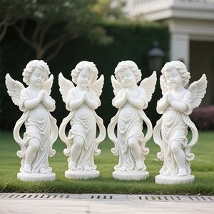 Estátua de Anjo Ocidental em Mármore Esculpida à Mão para Decoração Moderna de Igrejas e Jardins de Vilas, com Tamanho e Cor Personalizáveis - Product Image 1