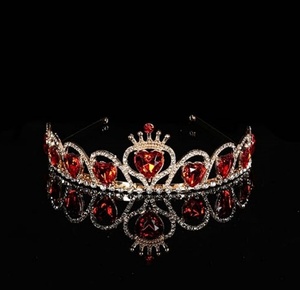 Coeur rouge diadème strass couronne coiffure reine des coeurs couronne en or pour filles mariage saint valentin fête des mères - Product Image 5