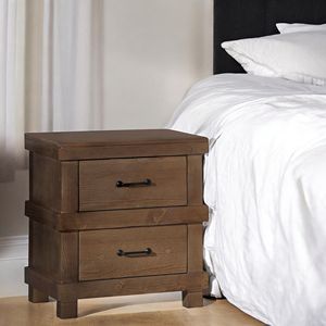Mesita de noche de roble antiguo DB Adams, mesita de noche moderna de lujo de madera maciza de mediados de siglo para dormitorio o apartamento, muebles rústicos para el hogar - Product Image 1