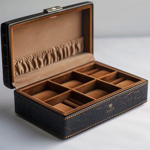 Изготовленный на заказ логотип Высококачественная шкатулка для ювелирных изделий кожаное кольцо коробка свадебные серьги браслет ожерелье Роскошная искусственная кожа коробка для ювелирных изделий упаковка - Product Image 4