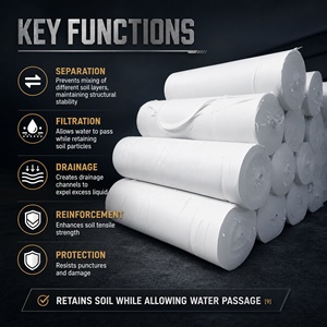 Vente directe usine – Tissu géotextile non tissé personnalisé 200-800 g/m² en PP/PET pour le drainage routier et le contrôle de l'érosion - Product Image 2