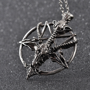 Fashion <strong>Pentagram</strong> Pan God Skull <strong>Goat</strong> <strong>Head</strong> Pendant Necklace Metal Vintage Silver/Black Gun Plated Necklace - Product Image 6
