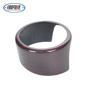 Pour <span class=keywords><strong>Alfa</strong></span> <span class=keywords><strong>Romeo</strong></span> Stelvio SUV véritable fibre de carbone sèche noir et rouge calandre Logo cadre couverture avant <span class=keywords><strong>emblème</strong></span> couverture - Product Image 2