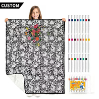 Couverture à colorier en gros avec marqueurs, couverture personnalisée en polaire lavable, jeté douillet DIY pour cadeau de Noël, fabricant OEM