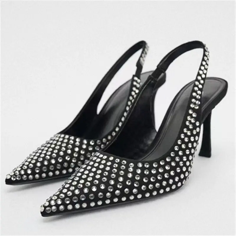 CA1044 New fashion sexy rhinestone elegant stiletto high heels outdoor temperament pointed plus size women sandals party