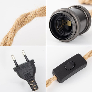 Cable de Alimentación de 4.5M <span class=keywords><strong>con</strong></span> Rosca <span class=keywords><strong>para</strong></span> Lámpara Colgante, Cables de Cuerda de Cáñamo, Portalámparas E26 E27, <span class=keywords><strong>Enchufe</strong></span> Europeo, Interruptor, Cable <span class=keywords><strong>para</strong></span> <span class=keywords><strong>Bombilla</strong></span> Edison - Product Image 3