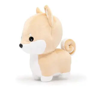 Adorable Cute Stuffed Creamy White Dog Plush Toy Curly Tail Puppy Toy for Children Boys Girls