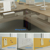 Bureau Commercial en forme de L 4 Places, Table de bureau moderne en métal