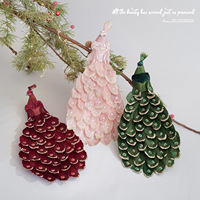 Weihnachts-Pfau-Baumspitze Weihnachtsschmuck Künstliche Feder-Glitzer-Pfau-Dekoration mit Clips für Kranz und Girlande