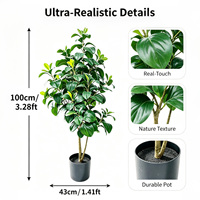 Plante artificielle brillante de Peperomia 100 cm, fausse plante à feuilles rondes en pot pour la décoration de bureau, table de conférence, étagère