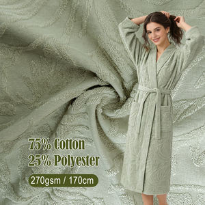 75% coton 25% polyester Tissu jacquard uni en tricot éponge 270gsm Antistatique Respirant Évacuation de l'humidité Robes de bain séchant rapidement Plage Filles - Product Image 1