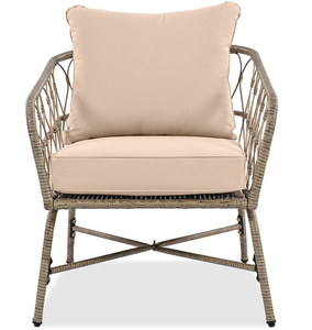 4-<b>Person</b> Outdoor Furniture Set with Removable Waterproof <b>Cushions</b> Modern Design Wicker Conversation Patio Set Wicker Tabletop - Product Image 4