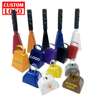 Cloche à main en métal personnalisée avec finition colorée, cloche promotionnelle, cloche pour animaux de compagnie ou cloche d'appel scolaire avec logo