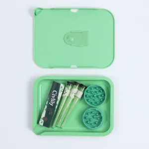 Factory Customized Smoking Accessories Biodegradable Tobacco Grinder Cigarette Paper Plastic Pipe Rolling Tray Set