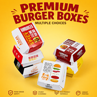Boîtes d'emballage pour hamburgers en papier personnalisées, boîtes à hamburgers jetables en papier, contenants de qualité alimentaire pour la restauration rapide, boîte carrée