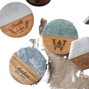 Factory Wholesale <b>Custom</b> Minimalist Eco-Friendly Acacia Wood Tabletop Protection Mat <b>Cup</b> Holder Insulated Coasters - Product Image 3