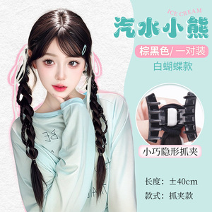 Autre perruque tressée pour femme avec clips, double longue queue de cheval torsadée, en fibre haute température, entièrement tressée à la main - Product Image 6